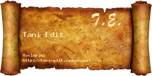 Tani Edit névjegykártya